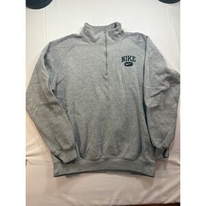 Nike Mens XL Quarter Zip Pullover Fleece Sweatshirt Gray Embroidered Logo Y2K